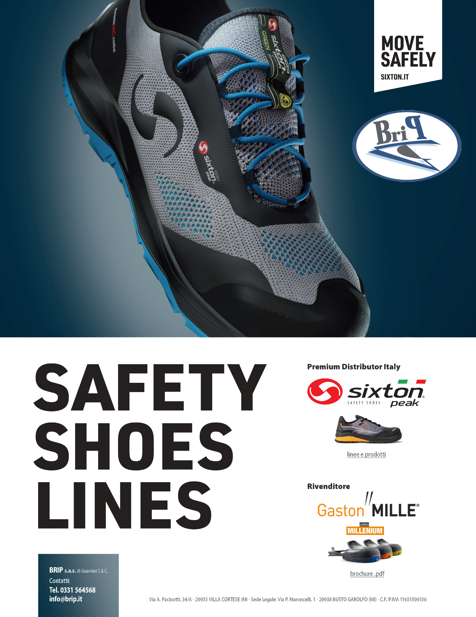BRIP Safety Shoes Lines: distributore Sixton e rivenditore Gaston Mille